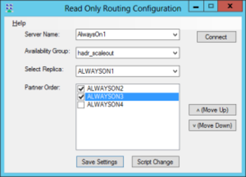 Read Only Routing Configuration screenshot