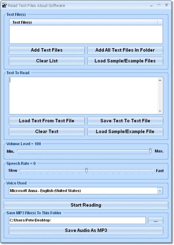 Read Text Files Aloud Software screenshot