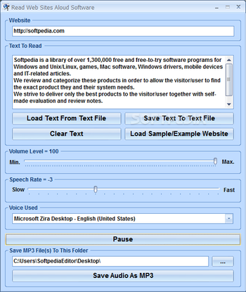 Read Web Sites Aloud Software screenshot