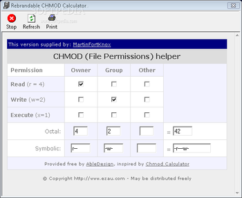 Rebrandable CHMOD Calculator screenshot