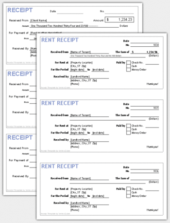 Receipt Templates for Excel screenshot