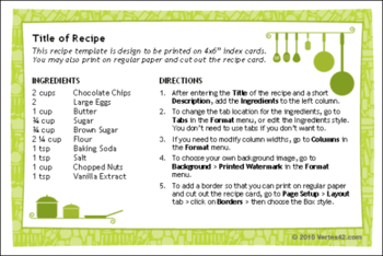 Recipe Cards for Word screenshot