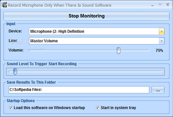 Record Microphone Only When There Is Sound Software screenshot
