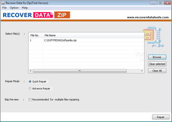 Recover Data for Zip screenshot