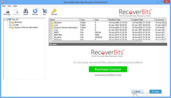 RecoverBits NTFS Data Recovery screenshot
