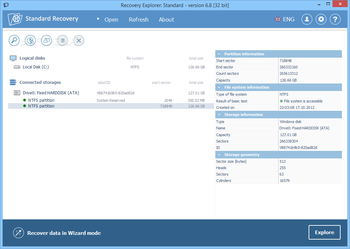 Recovery Explorer: Standard screenshot