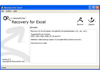 Recovery for Excel screenshot