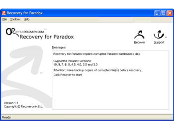 Recovery for Paradox screenshot 2
