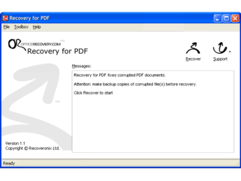 Recovery for PDF screenshot