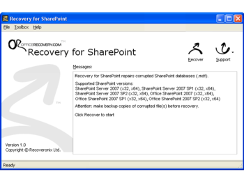 Recovery for SharePoint screenshot