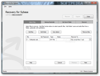 Recovery for Sybase screenshot 2