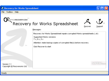 Recovery for Works Spreadsheet screenshot 2