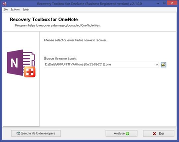 Recovery Toolbox for OneNote screenshot