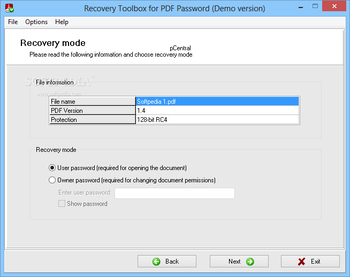 Recovery Toolbox for PDF Password screenshot 2