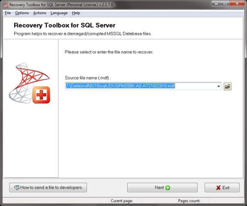 Recovery Toolbox for SQL Server screenshot