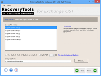 RecoveryTools for Exchange OST screenshot