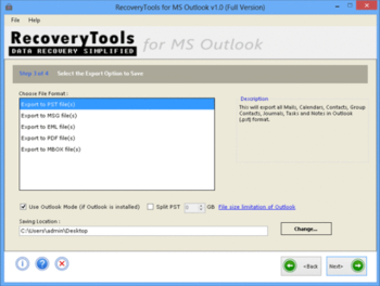 RecoveryTools for MS Outlook screenshot