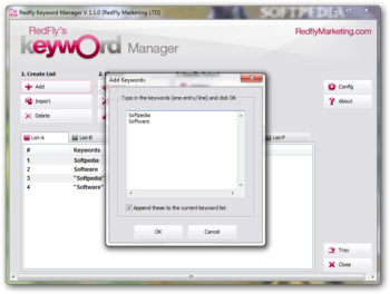Redfly Keyword Manager screenshot 2