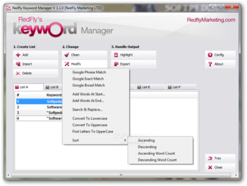 Redfly Keyword Manager screenshot 5