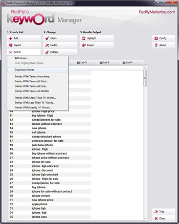 Redfly Keyword Manager screenshot