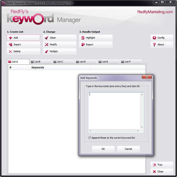 Redfly Keyword Manager screenshot 2