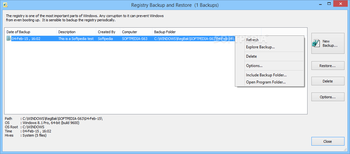 RegBak screenshot