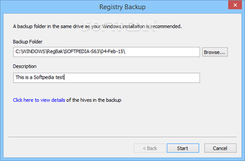 RegBak screenshot 2