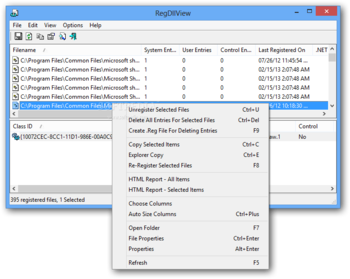 RegDllView screenshot 2