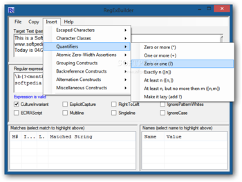 RegExBuilder screenshot 3