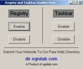 Registry And Taskbar  Enabler  Free screenshot