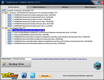Registry Backup Portable screenshot