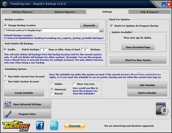 Registry Backup Portable screenshot 3