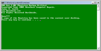 Registry Backup Utility screenshot