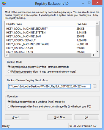 Registry Backuper screenshot