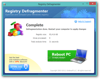 Registry Defragmenter screenshot 2