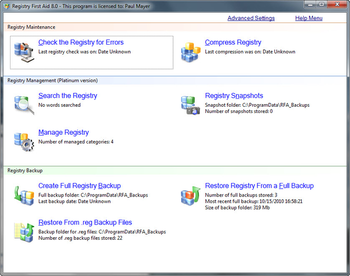 Registry First Aid Platinum screenshot