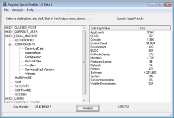 Registry Space Profiler screenshot