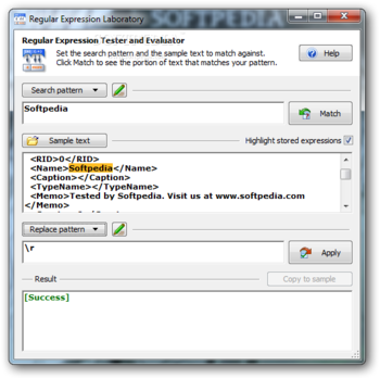 Regular Expression Laboratory screenshot
