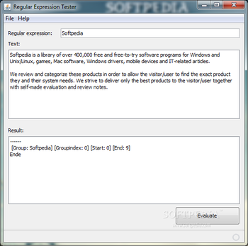 Regular Expression Tester screenshot