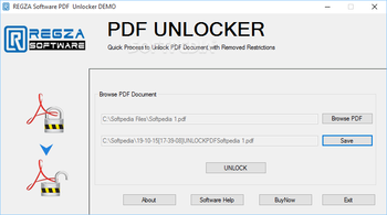 REGZA Software PDF Unlocker screenshot