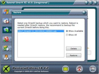 Reinstall DirectX EZ screenshot