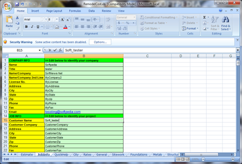 RemodelCost Estimator for Excel screenshot