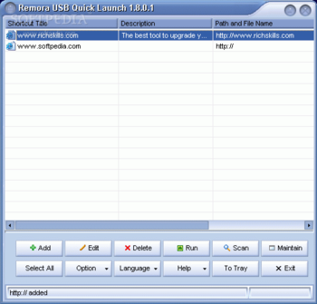 Remora USB Quick Launch screenshot