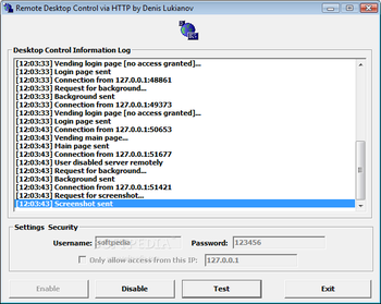 Remote Desktop Control via HTTP screenshot