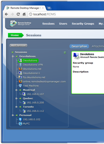 Remote Desktop Manager Server screenshot