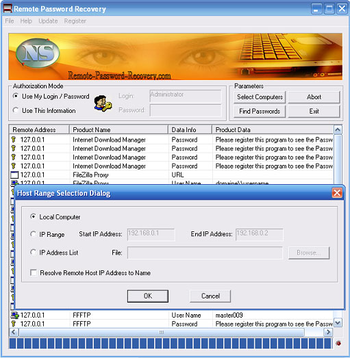 Remote Password Recovery screenshot