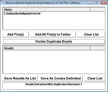 Remove (Delete) Duplicate Email Addresses In Text Files screenshot