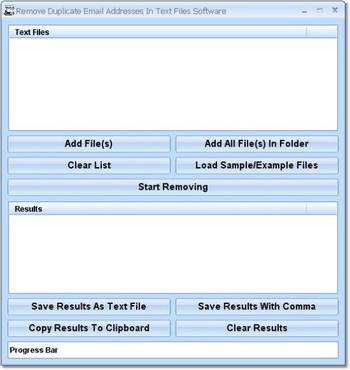 Remove Duplicate Email Addresses In Text Files Software screenshot