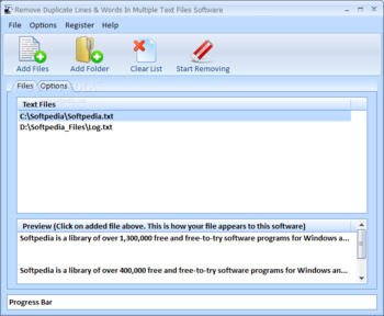 Remove Duplicate Lines & Words In Multiple Text Files Software screenshot