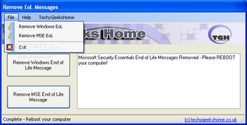Remove EoL Messages screenshot 2